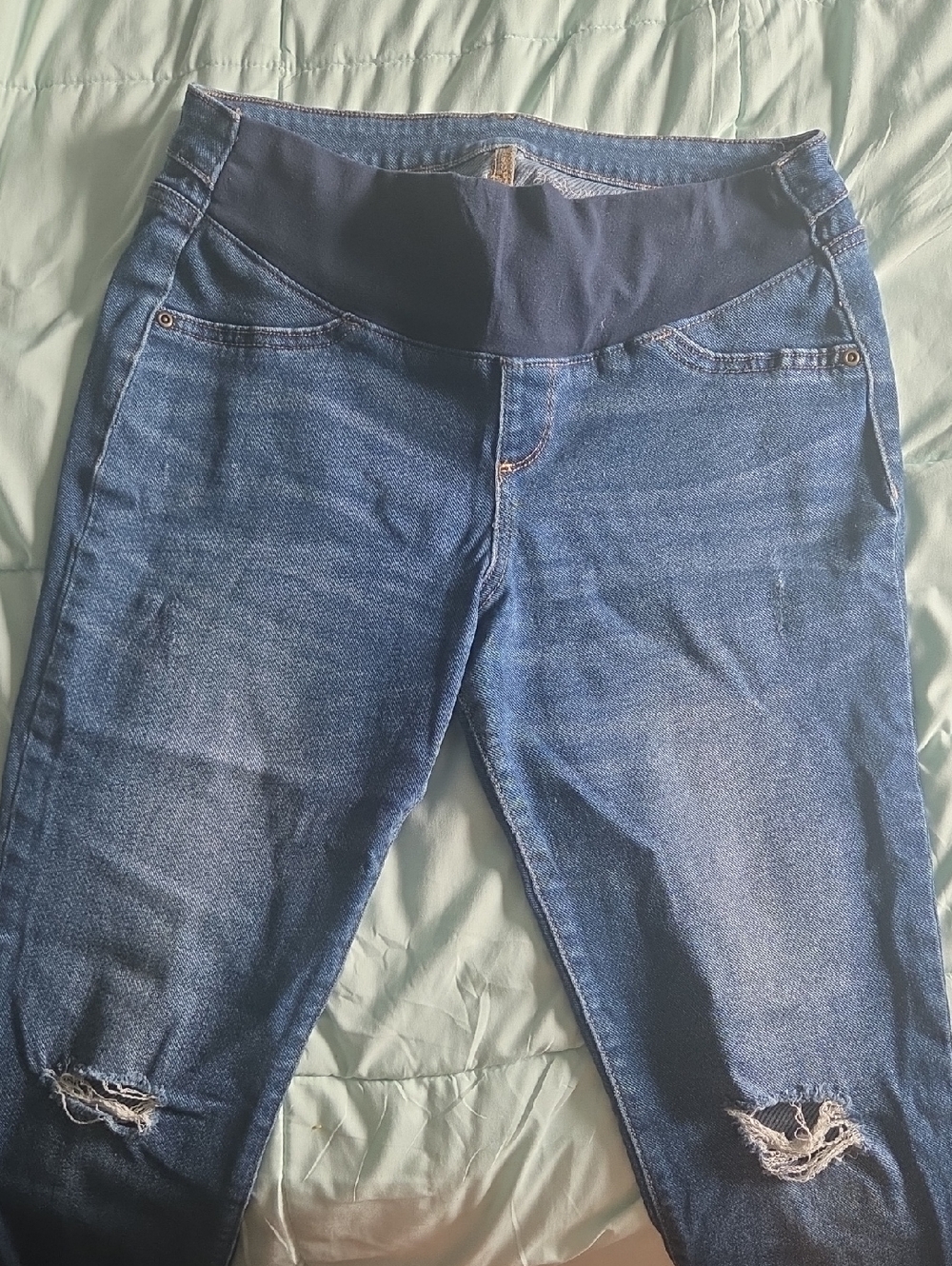 Women’s Maternity Blue Denim Jeans with Stretch Panel